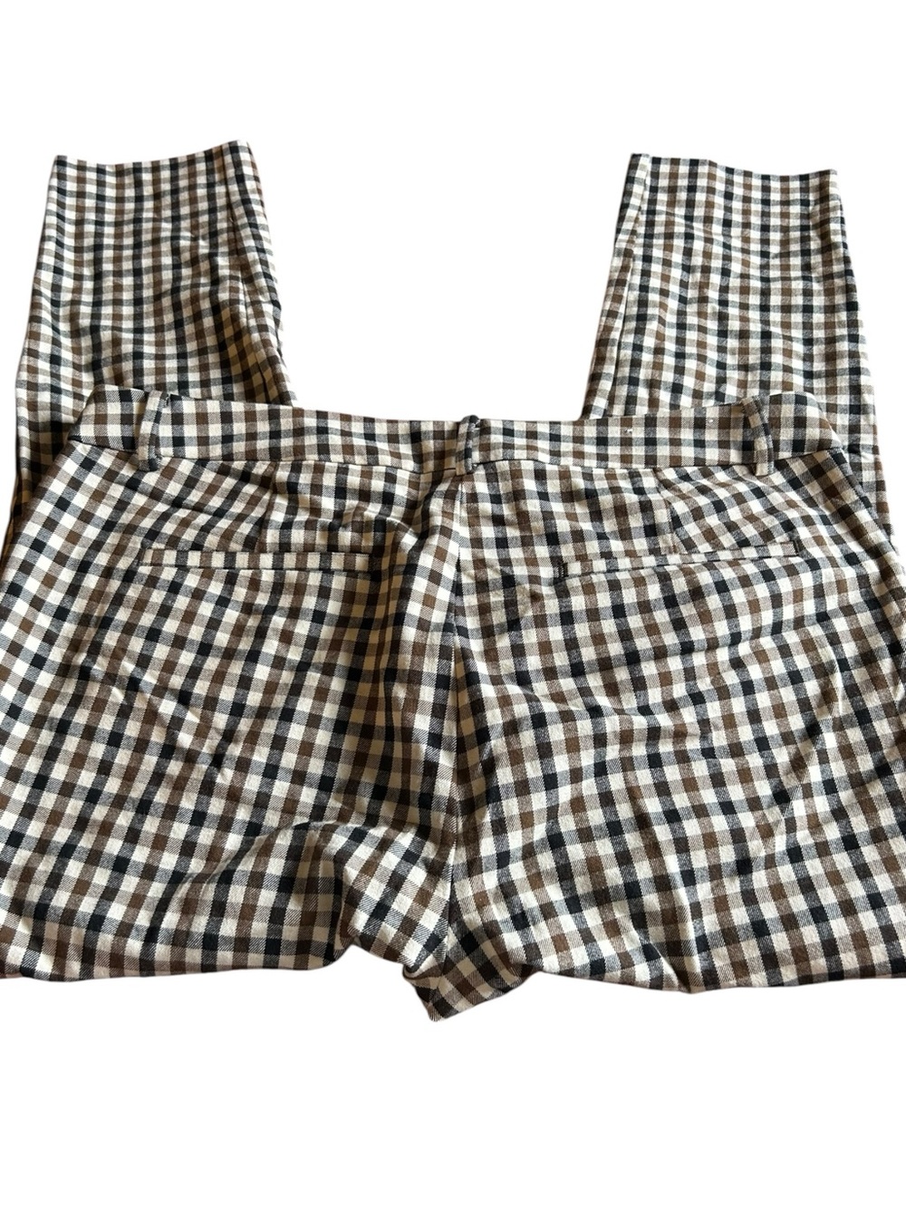 LOFT Size 14 Skinny Ankle Dress Pants Brown Black Gingham Plaid Check Office